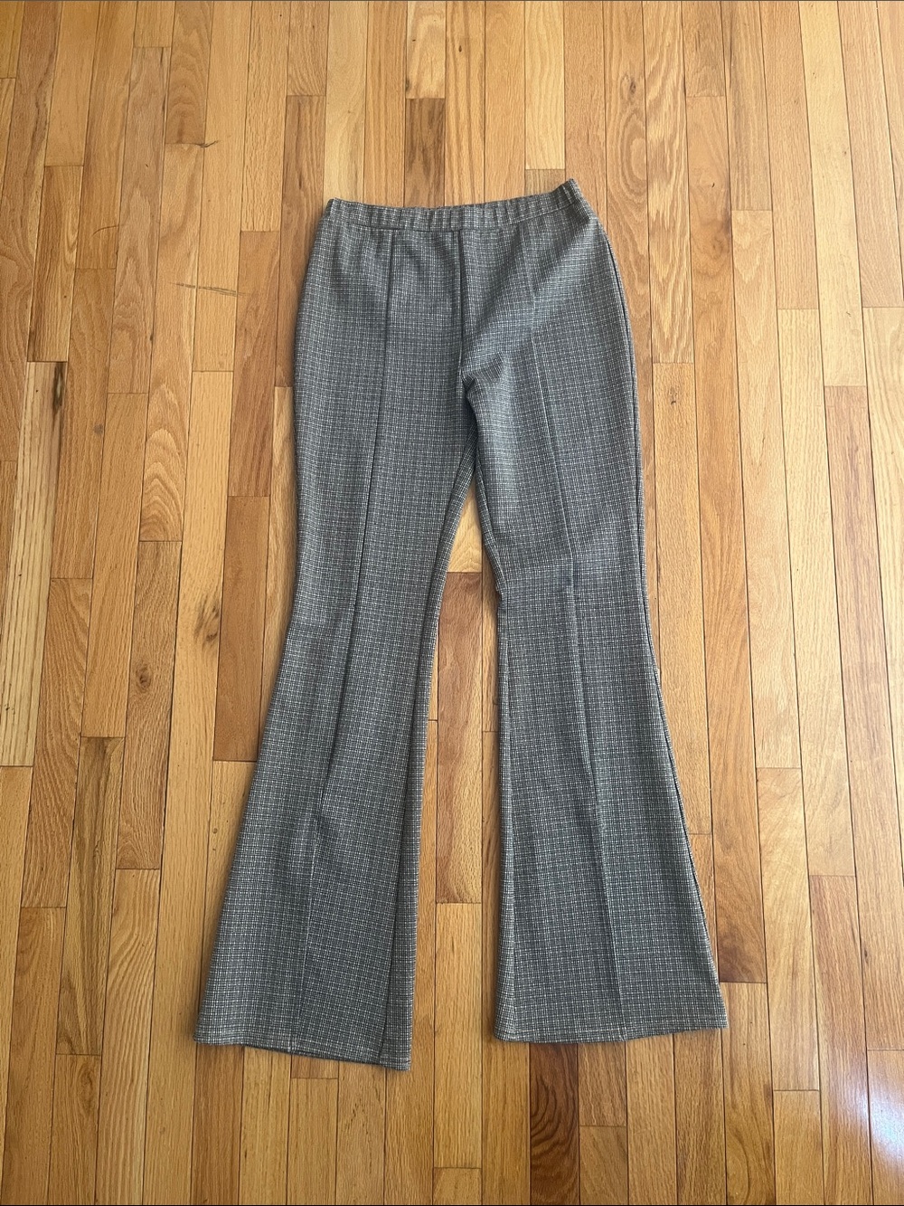 Women’s Gray Plaid Boot-Cut Dress Pants